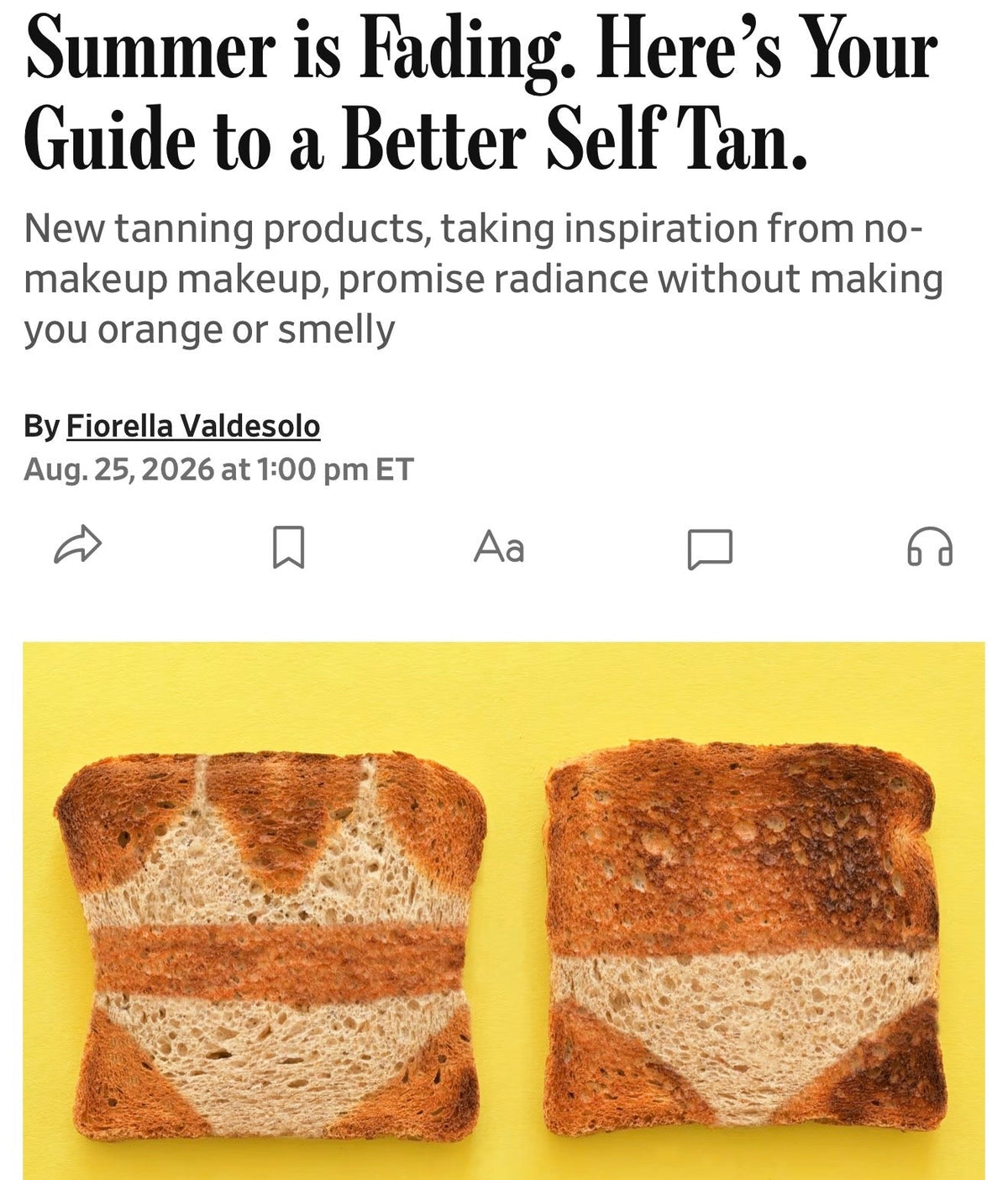 WSJ: Summer is Fading. Here's Your Guide to a Better Self Tan.